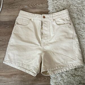 Zara High Waist White Denim Shorts